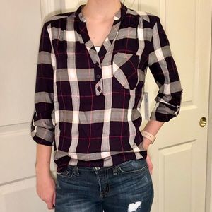NEW! Navy Blue Plaid Top